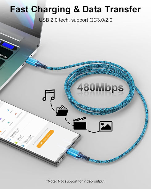 Android Auto Approved USB C to USB C Cable, 6FT Fast Charging Extension Cable for iPhone 15, Samsung Galaxy S24/S23/S22