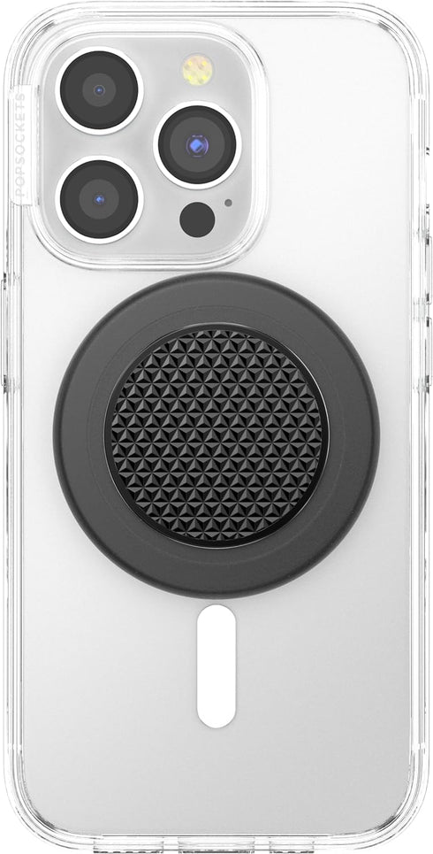 PopSockets Phone Grip Compatible with MagSafe, Phone Holder, Wireless Charging Compatible - Alum Triangle Knurled Black