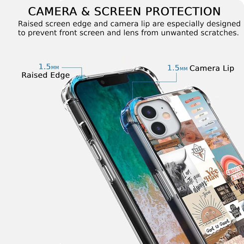 Jesus and Cowboy Case for iPhone 11, Christian Quotes and Western Collage Trendy TPU Bumper for Men Women
