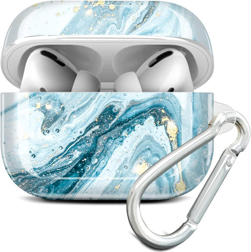 JIAXIUFEN Compatible with AirPods Pro 2019 / Airpods Pro 2nd Generation Case Cover, Gold Sparkle Glitter Marble Design,