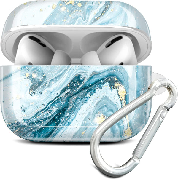 JIAXIUFEN Compatible with AirPods Pro 2019 / Airpods Pro 2nd Generation Case Cover, Gold Sparkle Glitter Marble Design,