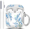 Protective Clear Floral Case Cover with Cleaner Kit, Shockproof Women Girls Keychain for Apple Airpods 2/1 Charging Case