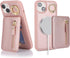 Havaya iPhone 14 Plus Case for Women, Rose Gold Leather Wallet, MagSafe Compatible, 2-in-1 Detachable Card Holder.