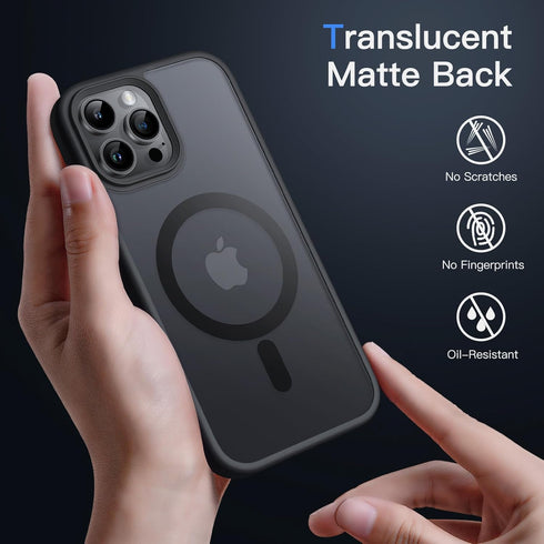JETech iPhone 12 Pro Max Case 6.7-Inch, Slim Shockproof, Translucent Matte Back, MagSafe Compatible (Black)