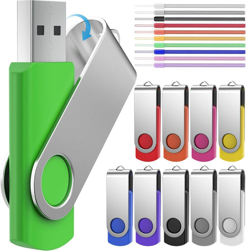 FEBNISCTE 1GB 10 Pack 1 2.0 10pcs Memory Stick USB Flash Drive Bulk - Bulk GB USB Stick Pendrive Multi-Coloured Thumb