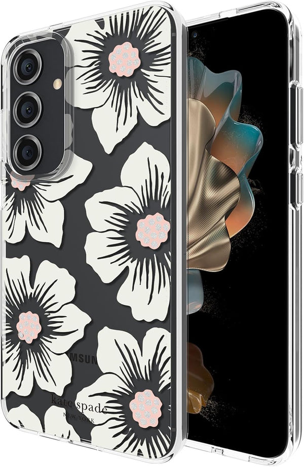 kate spade new york Samsung Galaxy S24 Plus Case - Hollyhock Cream, Compatible with Wireless Charging