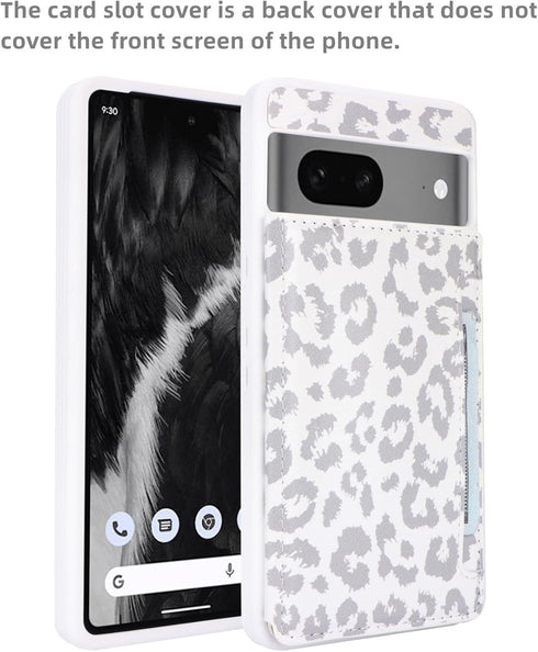 iCoverCase for Google Pixel 7 Case with Card Holder, RFID Blocking PU Leather Wallet Case for Pixel 7 (Gray Leopard)