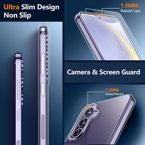 SPIDERCASE Samsung Galaxy S24 Plus Case, 10 FT Military Grade Drop Protection, Slim Fit Shockproof, Clear
