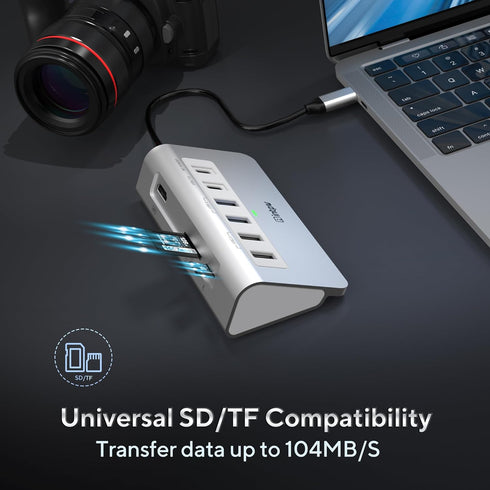 USB C Hub, INTPW 9-in-1 Multiport Adapter with 3.28FT Cable, 4K HDMI, PD 100W, USB-C, USB A 3.0, SD/TF