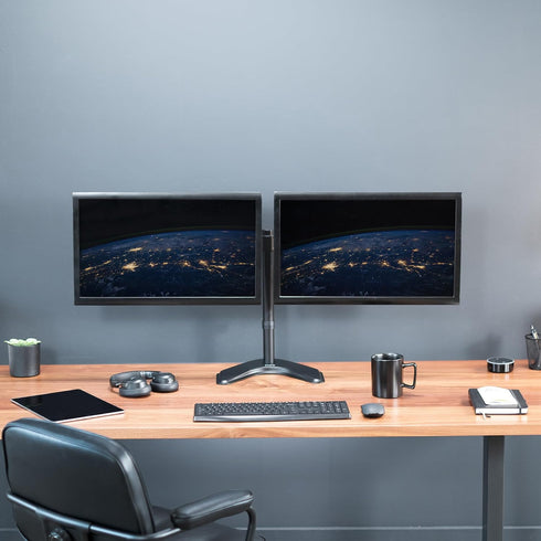 VIVO STAND-V002F Dual LED LCD Monitor Free-Standing Desk Stand for 2 Screens, Heavy-Duty Adjustable Arms