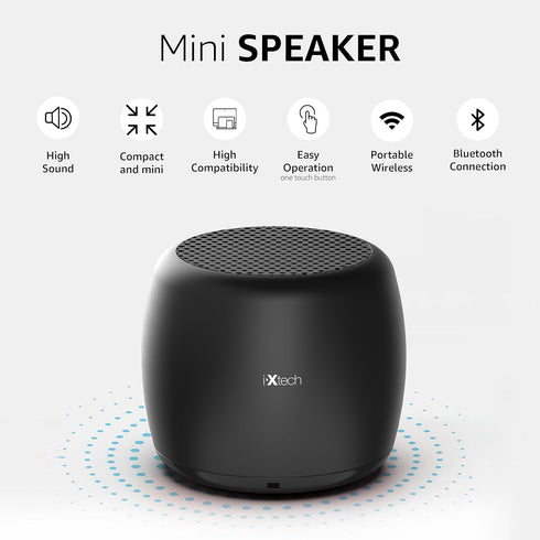 IXTECH Portable Speaker with Remote Shutter, Small Bluetooth Speaker with Built-in Microphone, Mini Wireless Travel