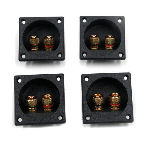 T Tulead Speaker Terminal Cup Wire Connector Square Speaker Cup 2 Way Spring Loaded Jack Pack of 4