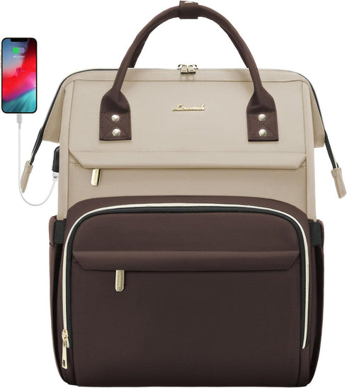LOVEVOOK Laptop Backpack for Women - Fashion Travel Computer Bag with USB Port, Fits 17-Inch Laptop, Light