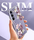 GVIEWIN Clear Floral Case for Samsung Galaxy S24 Plus 6.7" with Screen & Camera Lens Protectors (Cherry Blossoms/Purple)