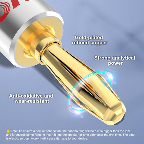 VCELINK Banana Plugs for Speaker Wire, 12 Pairs/24 Pcs, 24K Gold Plated Dual-Screw Type Speaker Connector