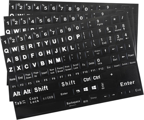 SynHHergyx Keyboard Letter Stickers, 3 Pcs Universal English Keyboard Stickers Replacement Matte Black