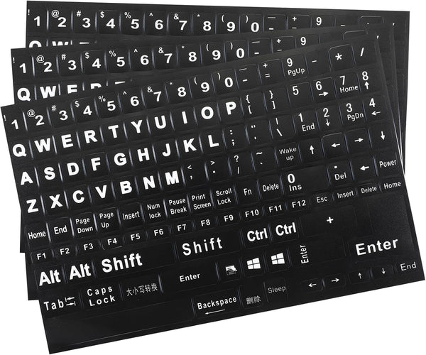 SynHHergyx Keyboard Letter Stickers, 3 Pcs Universal English Keyboard Stickers Replacement Matte Black
