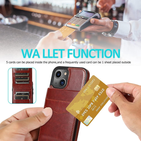 iPhone 13 Wallet Case with Credit Card Holder, PU Leather Wallet Case for iPhone 13, 6.1 inch, Sepia Brown