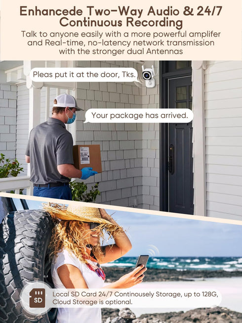 GUOANVISION 5G Security,4X 2K Detection,2-Way Talk,Siren,IP66,SD Dual-Antenna Stable WiFi Cameras for Home Zoom Outdoor