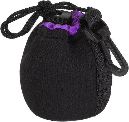 PATIKIL Camera Lens Bag, 2.8" ID x 3.9" H, Drawstring Pouch, Thick Neoprene, Black, Purple, for DSLR Lens
