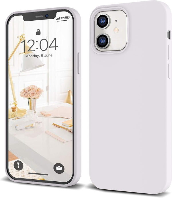 IceSword iPhone 12 Mini Case White, Thin Liquid Silicone, Soft Silk Microfiber Cloth, Shockproof Gel Rubber Full Body,