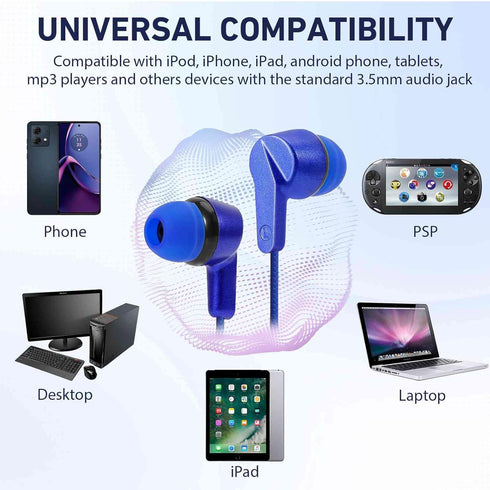 UrbanX R2 Wired in-Ear Headphones with Mic for Samsung Galaxy Tab A 8.0 (2019), Tangle-Free Cord, Noise Isolating