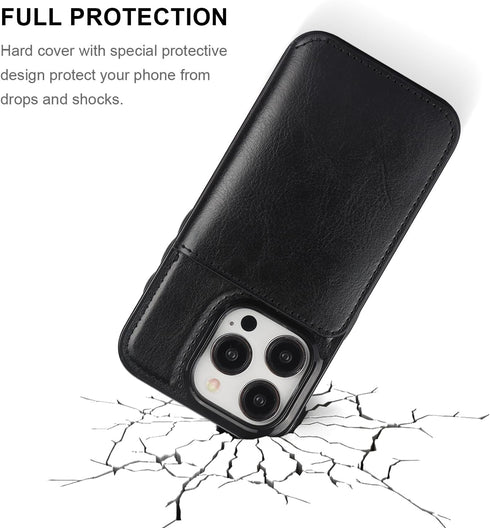 KIHUWEY iPhone 15 Pro Wallet Case with Credit Card Holder, Premium Leather Kickstand Flip Cover (Black)
