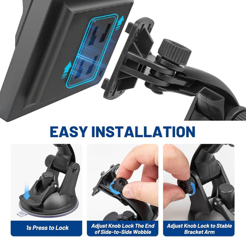 EWAY 4-Hole 4.3"/5" Direct Fit Suction Cup Mount for Backup Camera Monitor, Knob-Lock Adjustable Dashboard Windshield