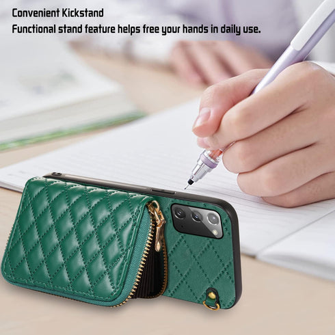 Furiet Detachable Crossbody Wallet Case for Samsung Galaxy Note 20 5G, Multi Card Slots, PU Leather Cover - Green
