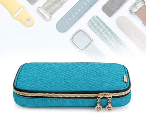 Teamoy Watch Storage Case, Holds 12 Straps, Travel Organizer Bag for Apple and Smart Watch Bands, Teal