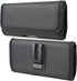 Nakedcellphone Case for Galaxy Z Fold 5 Phone - Black Vegan Leather Horizontal Pouch with Metal Belt Clip, Magnetic