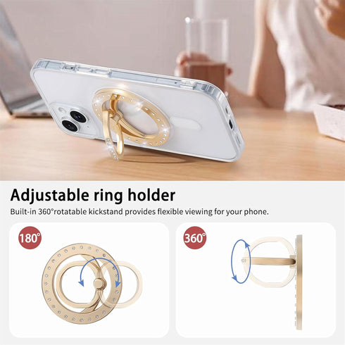 Newhalper 17 16 15 14 13 12 Magnetic Phone Ring Holder Stand Compatible with MagSafe Accessories,Magnetic Cell Phone