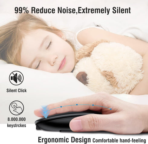 Wireless Bluetooth Mouse for iPad/MacBook Pro/Air/Laptop/PC, Rechargeable Silent Mouse Portable Slim for Surface