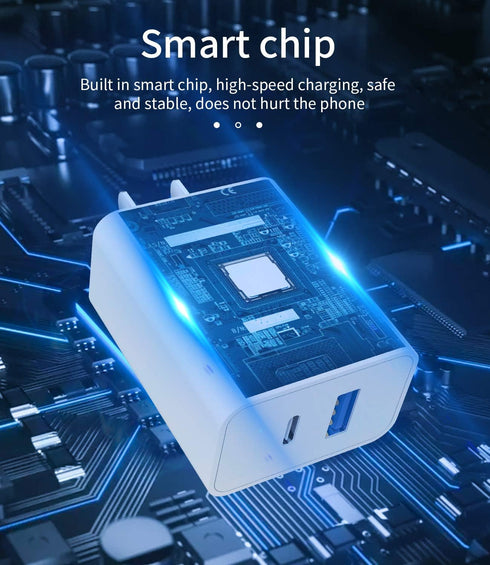 PD QC3.0 Fast Wall Charger USB C/A Power Adapter Type Compatible with iPhone 12/mini/Pro/Max/11/SE/Xs/XR/X/8 for Pro