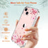 GiiKa iPhone 13 Case with Screen Protector, Clear Floral Shockproof Hard Case with TPU Bumper, Pink Floral