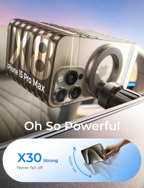 LISEN 360° Rotation Magnetic Car Mount for iPhone, Hands-Free Magnetic Phone Holder, Fits iPhone 15 14 13 12 Pro Max