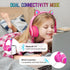 IFECCO Kids Bluetooth Headphones with Microphone, Cute Light Up Cat Ear Wireless Volume-limiting for Travel