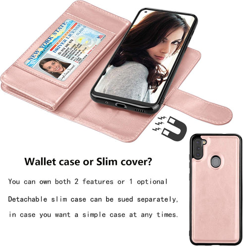 Njjex Galaxy A11 Case for Samsung Galaxy A11 - Wallet Case with 9 Card Slots, PU Leather, Detachable Kickstand