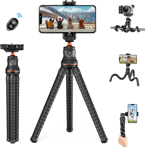 K&F Concept Mini Tripod Stand, Flexible Camera Tripod with Bluetooth Remote, Compatible with Smartphone/Canon Nikon