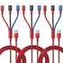 3-Pack Multi Charging Cable 5Ft Braided 3-in-1 Charger for IP, Type C, Micro USB - Compatible with Cell Phones, Tablets