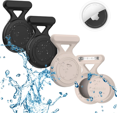 Hidden Airtag Holder for Kids - 4 Pack Waterproof Soft Silicone Case, Safety Pin GPS Tracker for Clothes, Backpack