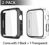 Misxi 2 Pack PC Case with Tempered Glass Screen Protector, Ultra-Thin Scratch Resistant Cover for Apple Watch Series 9,
