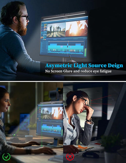 USB Powered Monitor Light Bar, Eye Caring LED Screen Light Bar for Workspace, No Glare Dimmable Minimalist Monitor Lamp, Touch Control Computer Monitor Lamp for Desk/Office/Home/Game