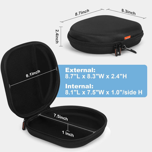 Hard Shell Headphone Case - Durable Zipper Portable Carrying Pouch Bag for Universal Headphone Travel