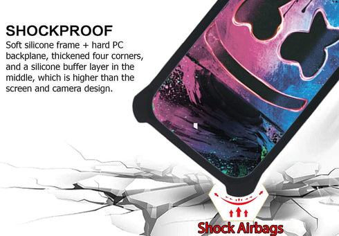 Vortex Z22 Phone Case Cover with Tempered Glass Screen Protector, Luminous Effect, Hard PC + Soft Silicone, Ring Support