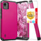 TJS Nokia C110 N156DL Case with Tempered Glass Screen Protector, Dual Layer Hybrid Magnetic Shockproof Protection (Pink)