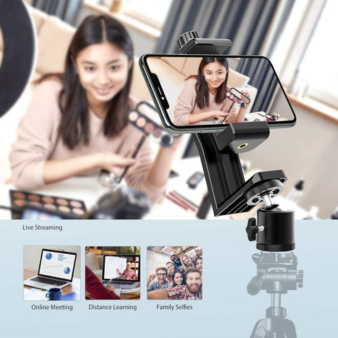 6amLifestyle Cell Phone Tripod Mount Adapter with 360° Rotatable Ball Head for Universal Smartphone Holder