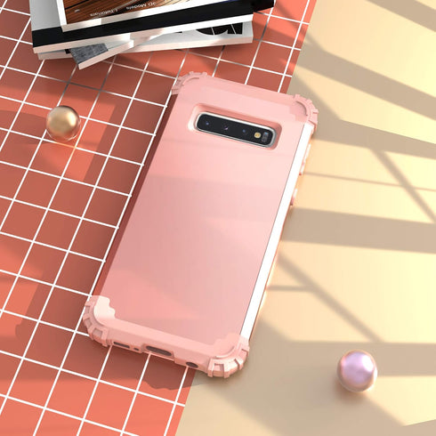 IDweel for Galaxy S10 Plus Case, 3 in 1 Shockproof Slim Fit Hybrid Heavy Duty Protection Hard PC Cover for Women Girls,