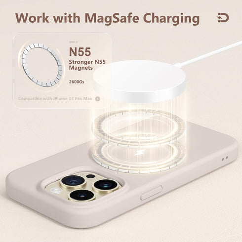 GONEZ iPhone 14 Pro Max Case, Liquid Silicone Shockproof, Magsafe Compatible, with 2X Screen & Camera Lens Protectors,
