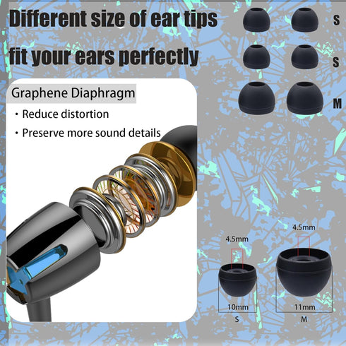 Skull Earbuds Set with Case for Kids - Wired Headphones with Small Size Ear Tips, Aesthetic Ear Buds for Phone and PC